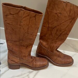 Chic Tan Leather Tall Boots